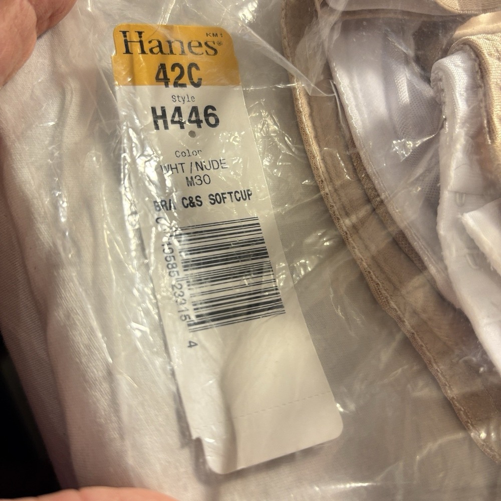 Hanes Bra Womens 42C Underwire 2 Pack White Nude H446‎ New Old Beautiful Support - Picture 4 of 10